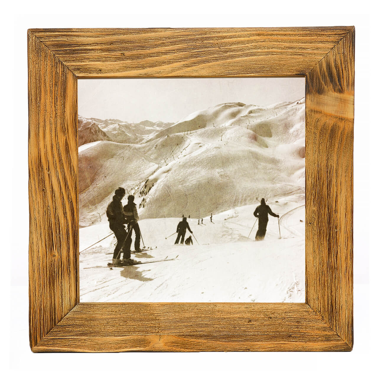 Historisches Bild "Skigebiet" aus den 60er Jahren im Holzrahmen Birnhorn