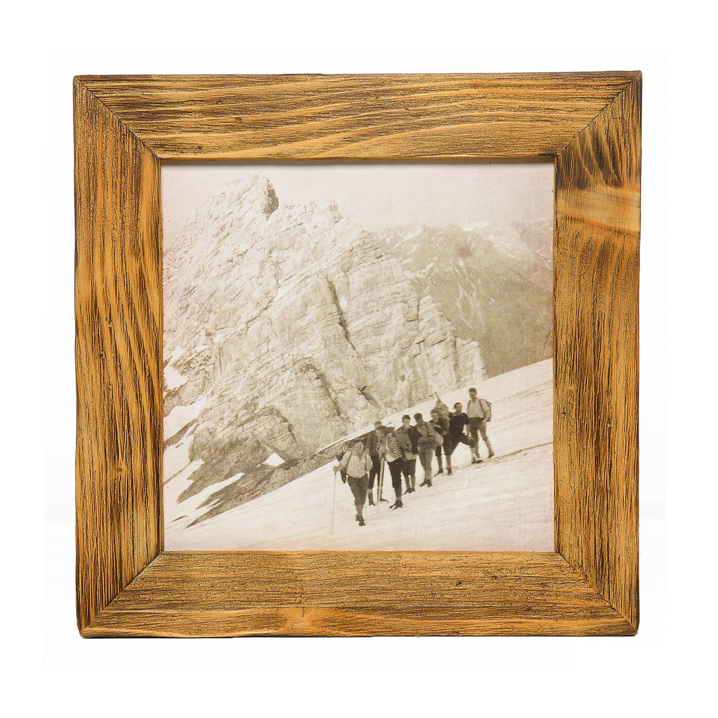 Historisches Bild "Bergtour" aus den 60er Jahren im Holzrahmen Kitzsteinhorn