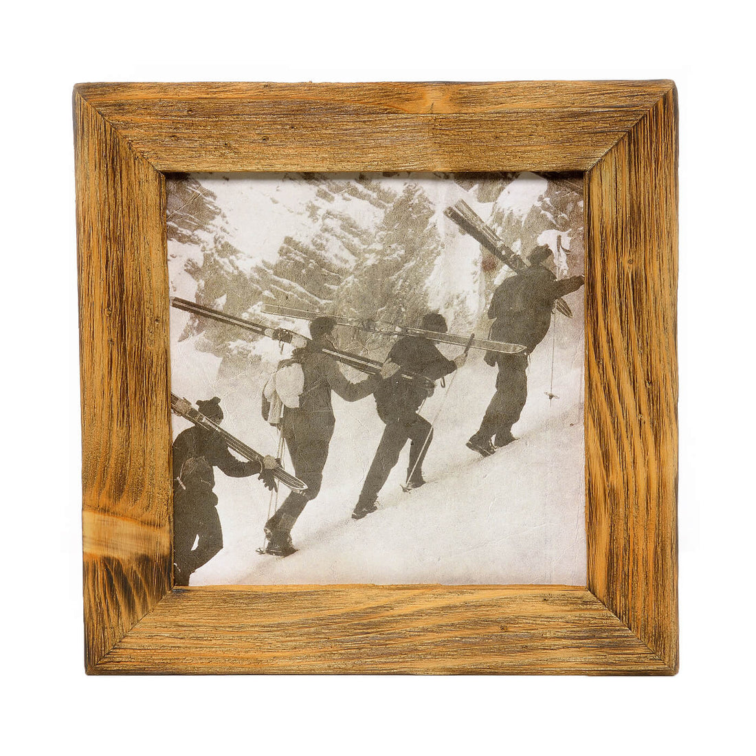 Historisches Bild "Tourengeher" aus den 60er Jahren im Holzrahmen Hochkönig