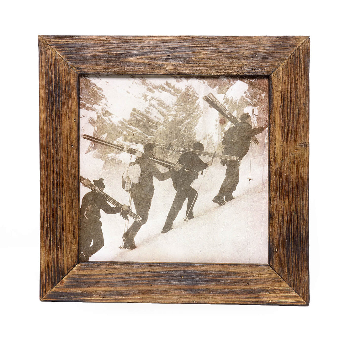 Historisches Bild "Tourengeher" aus den 60er Jahren im Holzrahmen Kitzsteinhorn
