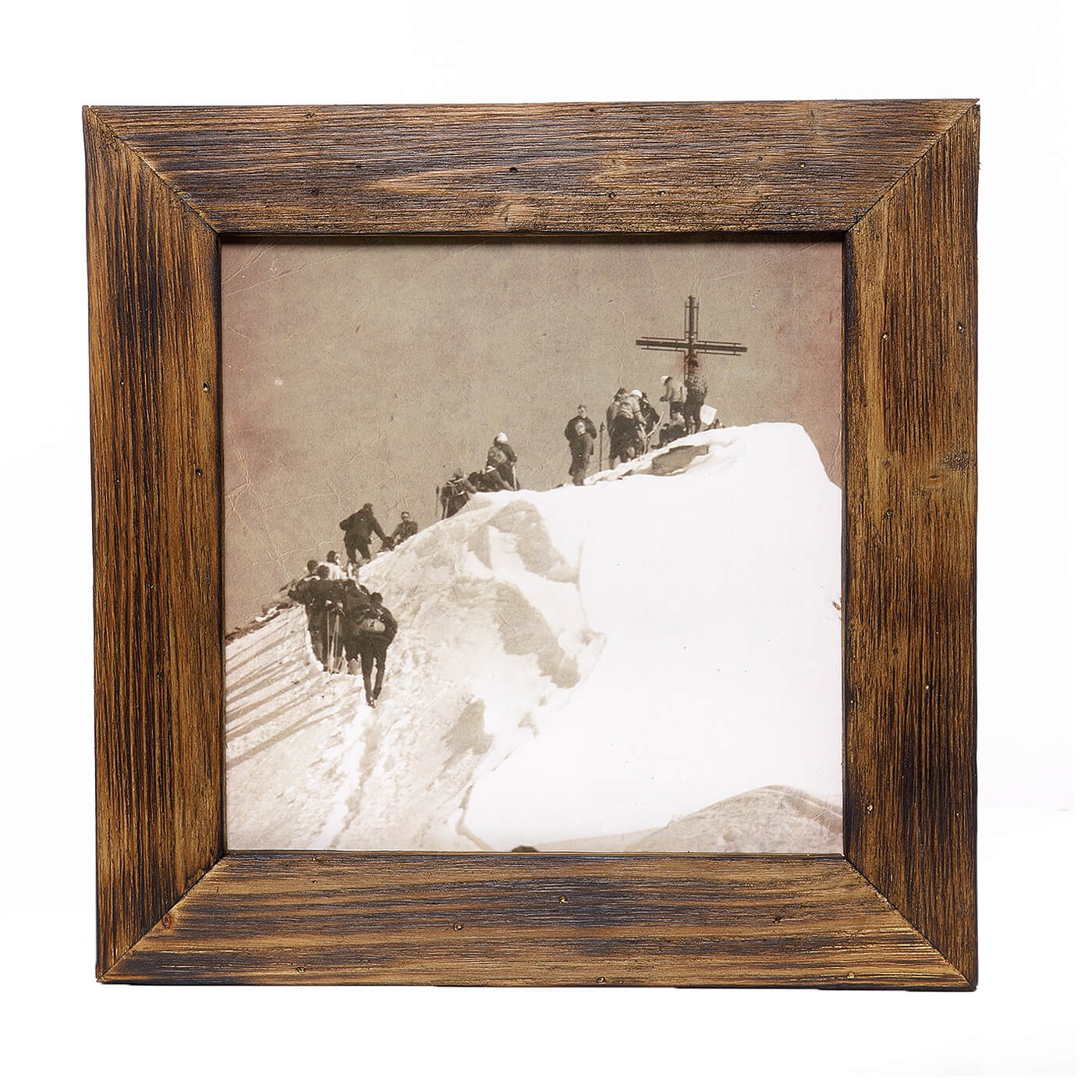 Historisches Bild "Bergsteiger" aus den 60er Jahren im Holzrahmen Birnhorn