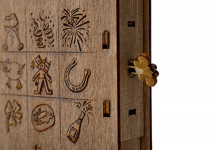 Glücksbringer Box mit Ornament - Altholz Bilderrahmen - Lasergravur Geschenkideen