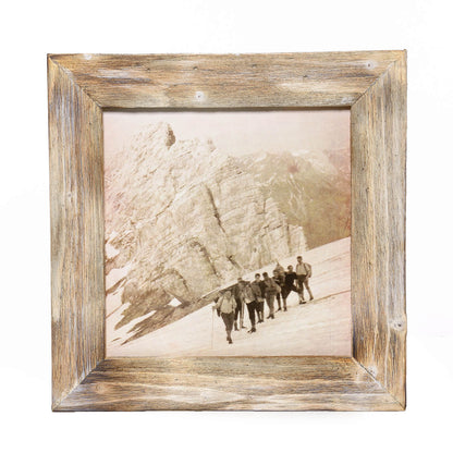 Historisches Bild "Bergtour" aus den 60er Jahren im Holzrahmen Kitzsteinhorn