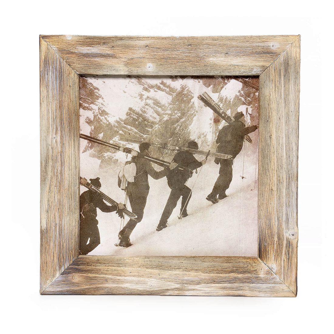 Historisches Bild "Tourengeher" aus den 60er Jahren im Holzrahmen Birnhorn