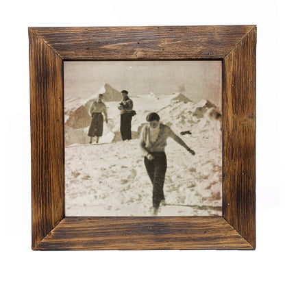 Historisches Bild "Winter am Berg" aus den 60er Jahren im Holzrahmen Kitzsteinhorn