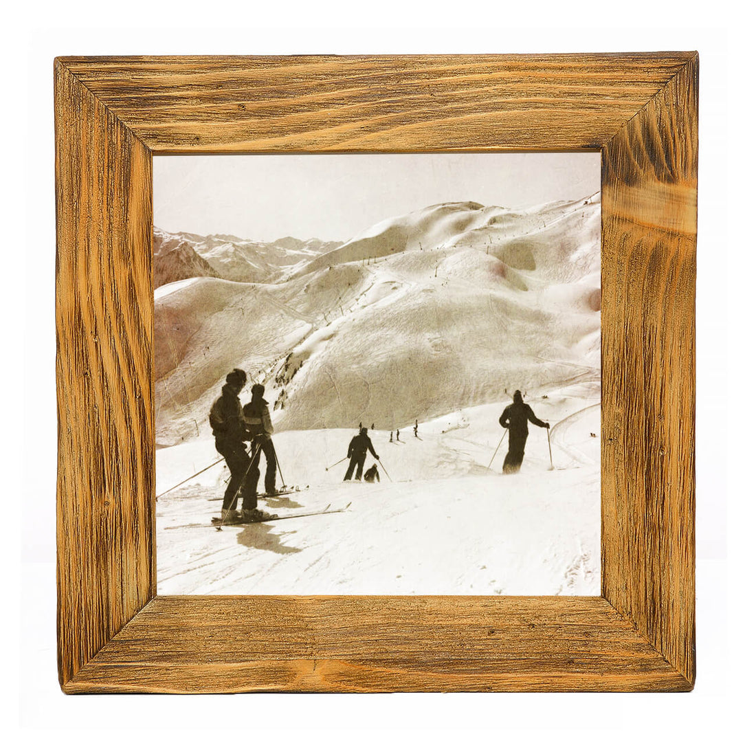 Historisches Bild "Skigebiet" aus den 60er Jahren im Holzrahmen Hochkönig